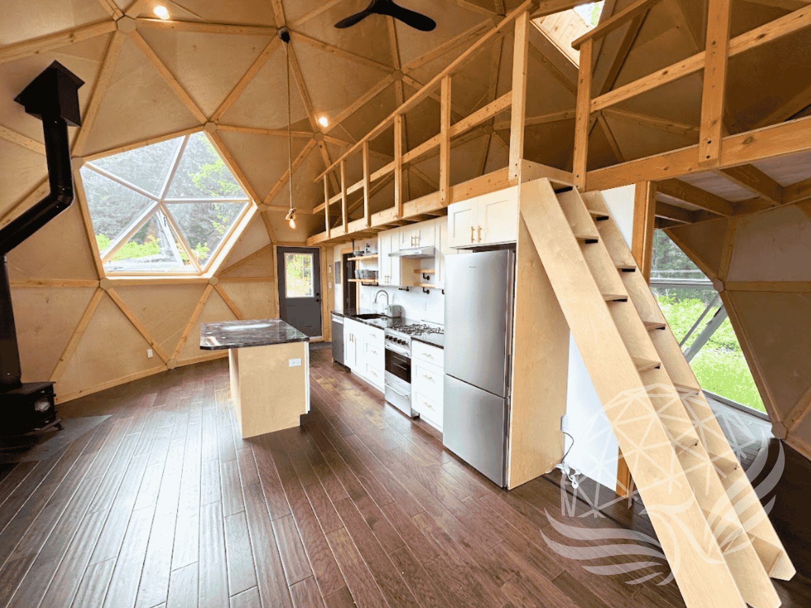Dome interior with loft